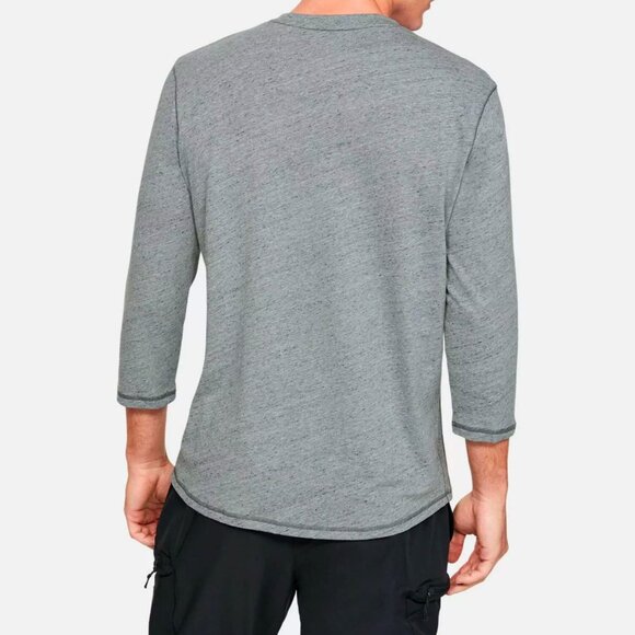 Under Armour Men's UA X Project Rock ¾ Sleeve Henley 1346095-012 Gray/White Sz S - Picture 2 of 6